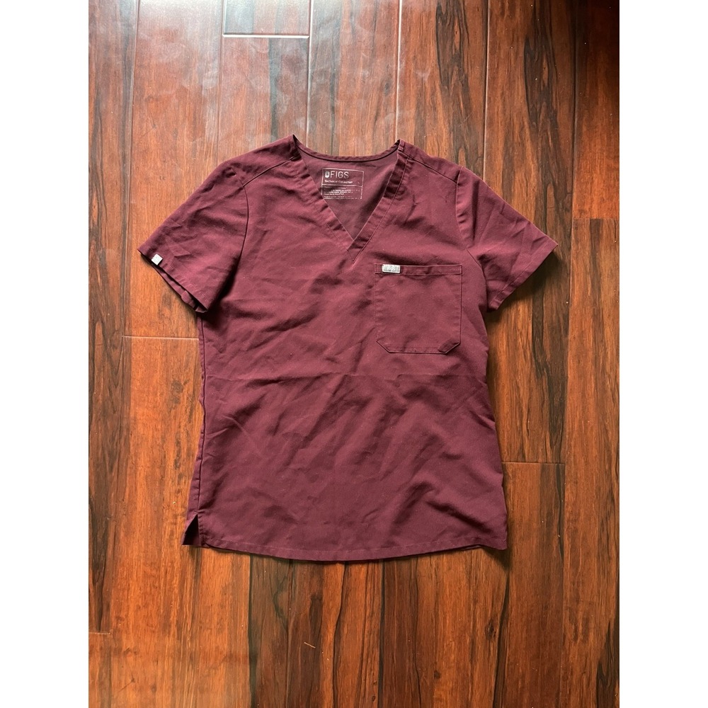 FIGS Maroon Medical Scrub Technical Collection Top Women's Size Small Preowned